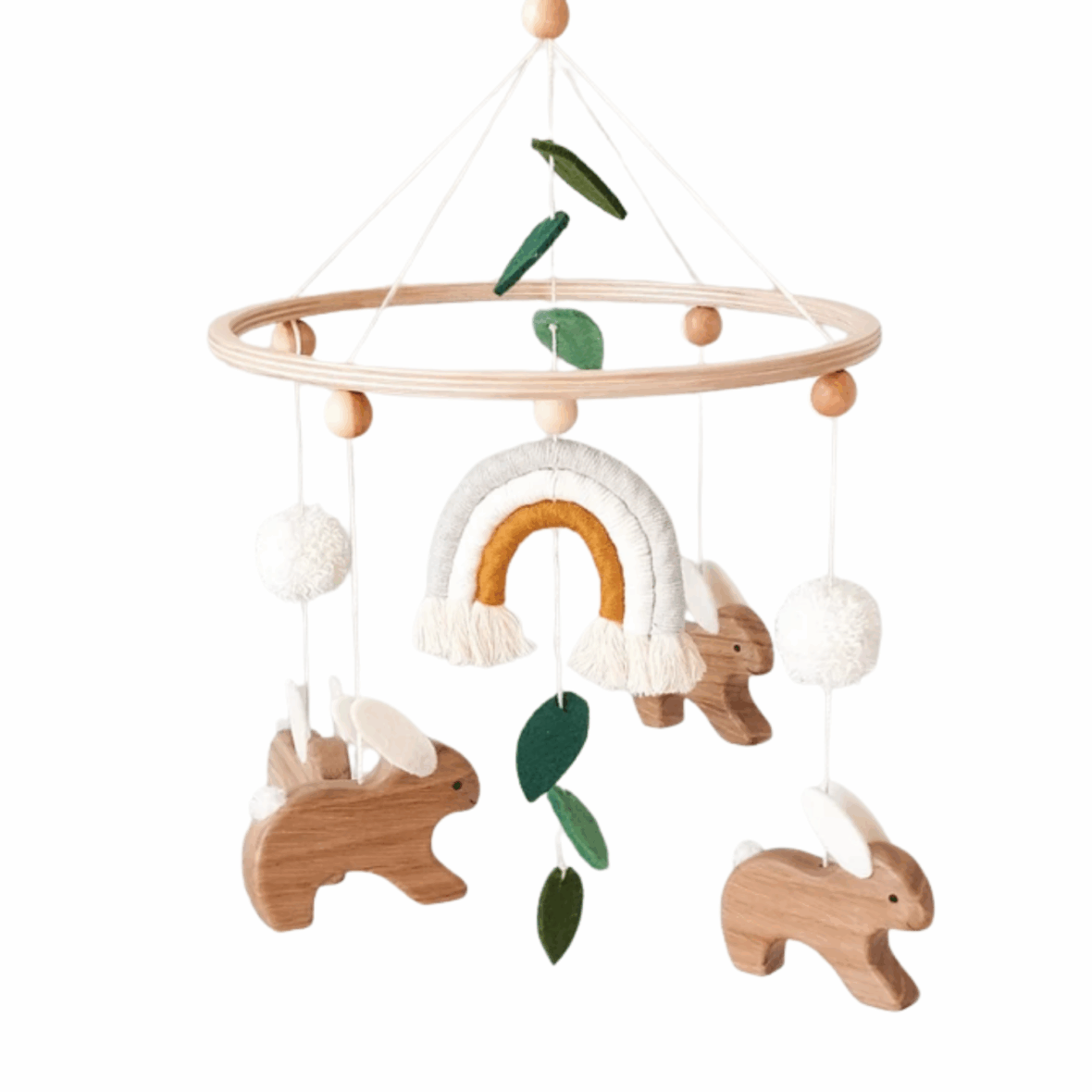 Neutral Baby Mobile – Rabbit & Rainbow